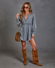Charlotte Contrast Corduroy Collar Plaid Mini Dress