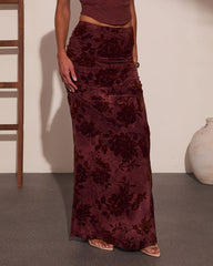 Blushing Rose Floral Burnout Maxi Skirt