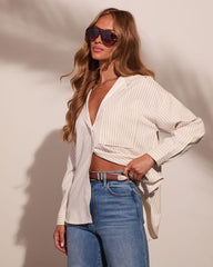 Daniella Striped Long Sleeve Button Down Top