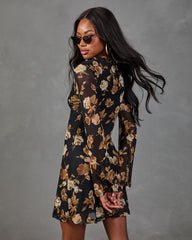 Dusky Garden Mesh Floral Mini Dress