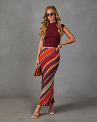 Coastline Calling Striped Midi Skirt