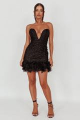 Time Of My Life Applique Mini Dress Black