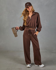 Espresso Ease Drawstring Mid Rise Scuba Pants