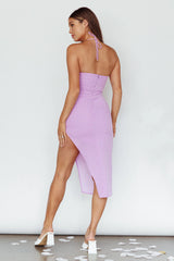 Ibiza Sunset Bust Flower Midi Dress Lilac