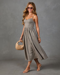Sunday Sol Houndstooth Plaid Tweed Midi Dress