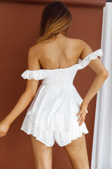 Italia Off-Shoulder Lace Bodice Romper White