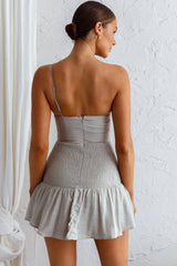 Bridie One Shoulder Shirred Mini Dress Pistachio