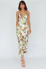 Egypt Cami Strap Maxi Dress Print Green