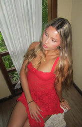 All Mine Red Lace Mini Dress