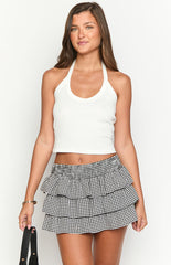 Betsy Black Gingham Ruffle Mini Skirt