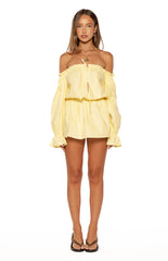 Bode Yellow Bardot Mini Dress