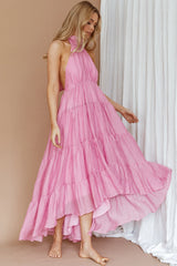 South Haven Halter Midi Dress Pink