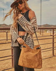 Layton Faux Suede Vegan Leather Buckle Tote Bag
