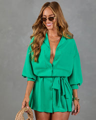 Summer Memoir Waist Tie Mini Shirt Dress