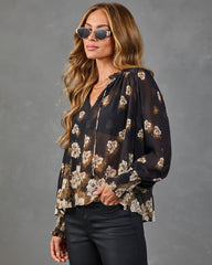 Touch Of Fall Floral Neck Tie Top