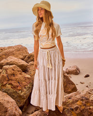 Borrowed Afternoon Striped Waist Tie Maxi Skirt