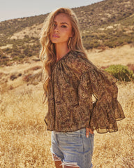 Saison Ruffle Paisley Blouse
