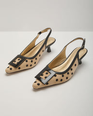 Paris Calling Polka Dot Slingback Kitten Heel