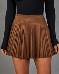 Giulia Pleated Faux Suede Mini Skort
