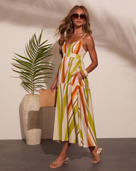 Ocean Stroll Cotton Striped Midi Dress
