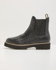 Kieran Woven Faux Leather Chelsea Boots