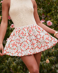 Sunlit Blooms Pleated Floral Mini Skirt