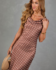 Dotted Reverie Satin Polka Dot Maxi Dress