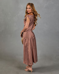 Dotted Reverie Satin Polka Dot Maxi Dress
