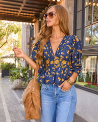 Golden Meadow Floral Puff Sleeve Top