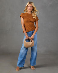 Styled to Stay Ribbed Knit Asymmetric Hem Top