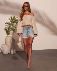 Coastal Notes Linen Blend Crop Top