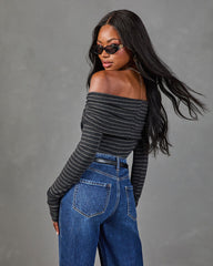 Style Muse Striped Off the Shoulder Bodysuit