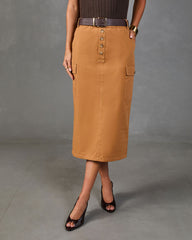 Ardelle Cotton Belted Cargo Midi Skirt