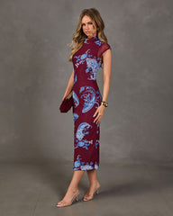 Kristyn Paisley Mock Neck Midi Dress