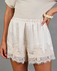 Salted Peach Satin Lace Trim Shorts