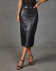 Midnight Rouge Vegan Leather Midi Skirt