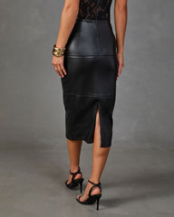 Midnight Rouge Vegan Leather Midi Skirt