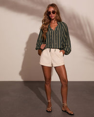 Elevated Ease Striped Button Down Top