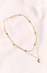 Gold Heart Double Chain Necklace (FREE over $100)