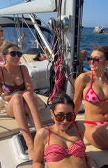 Roma Pink and Red Polka Dot Contrast Bind Bikini Bottoms