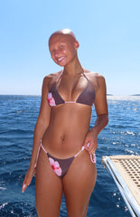 Maui Brown and Pink Floral Tie Waist Bottoms
