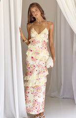 Inara Yellow Bloom Ruffle Maxi