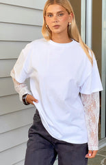 Jessica White Lace Long Sleeve Tee