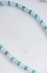 Roche Blue Beaded Flower Charm Necklace