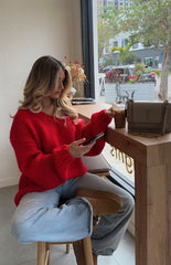 Delvey Red Chunky Knit Sweater