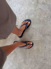 Lyana Eyelet Detail Sandals Black