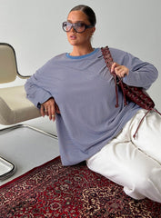 Marlah Long Sleeve Top Blue Stripe Curve