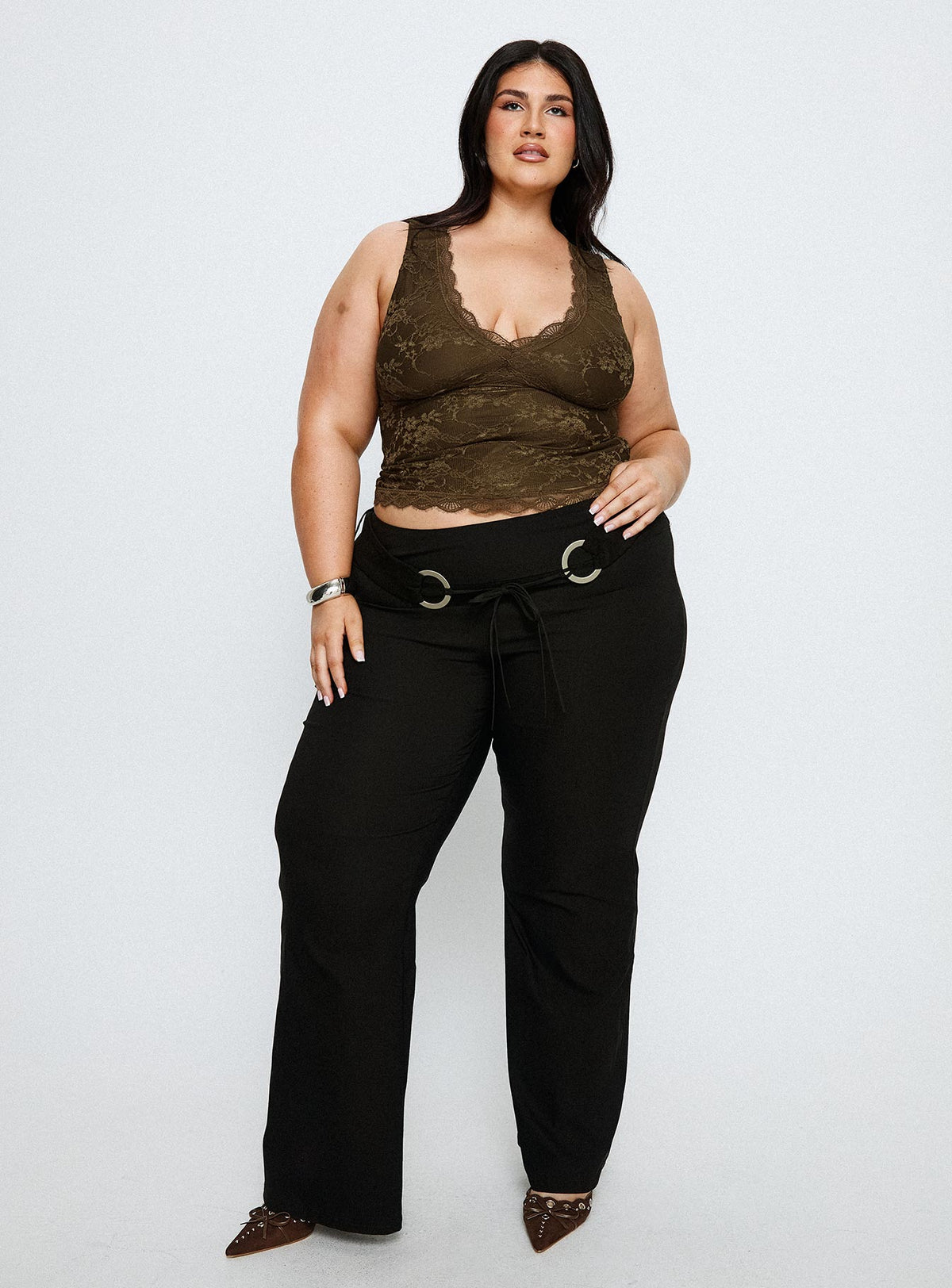 Twinflame Low Rise Hardware Pants Black Curve