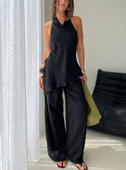 Emorisa Mid Rise Chiffon Pant Black