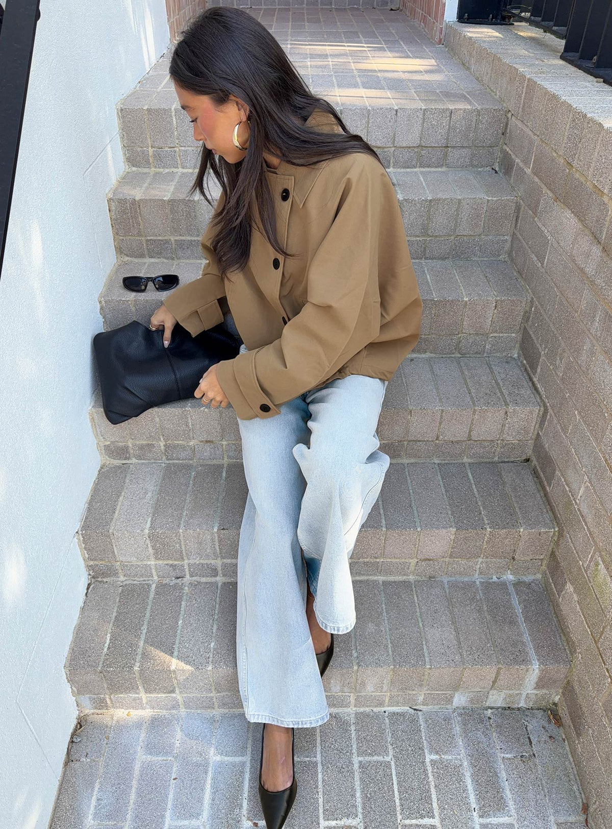 Sandria Cropped Trench Coat Beige